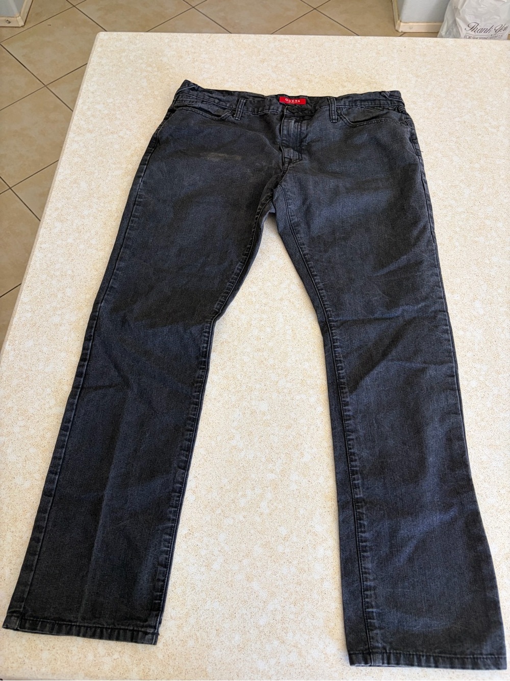 Guess Men's Black Straight-Leg Jeans Biker-style Zipper